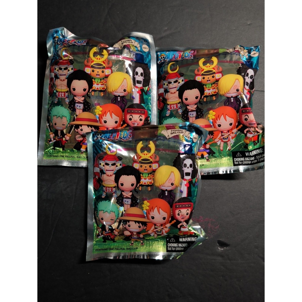 One Piece‎ Series 2 Figural 3D Foam Clip Bag SEALED Keychain Random Bag Lot Of 3